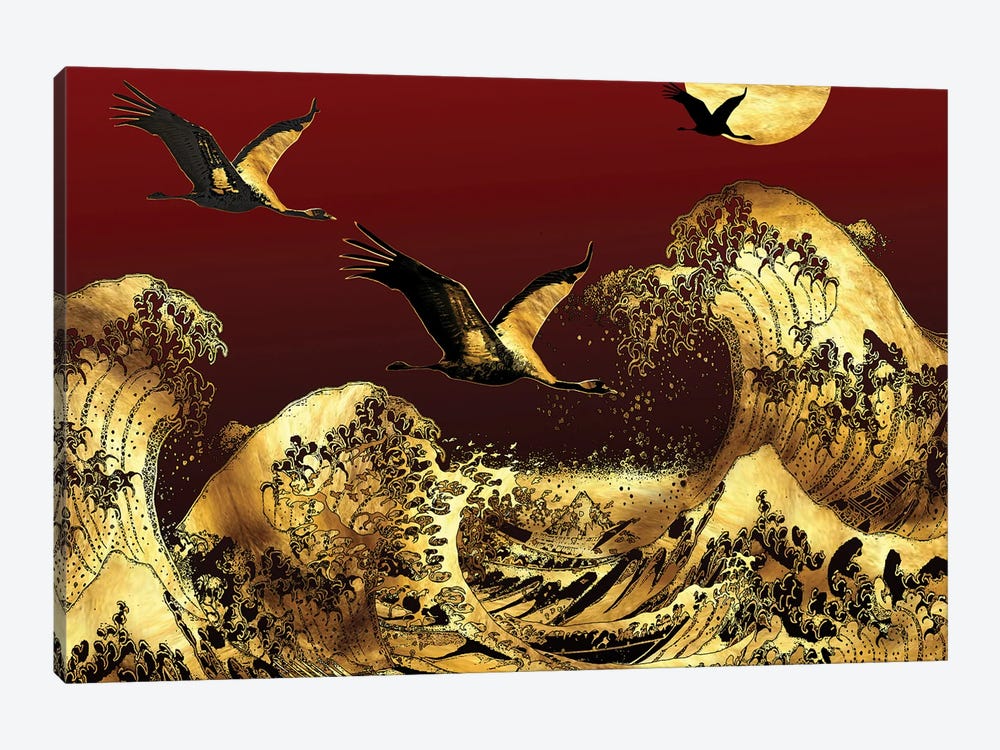 Low Flight On Golden Waves by Daphne Horev 1-piece Canvas Print