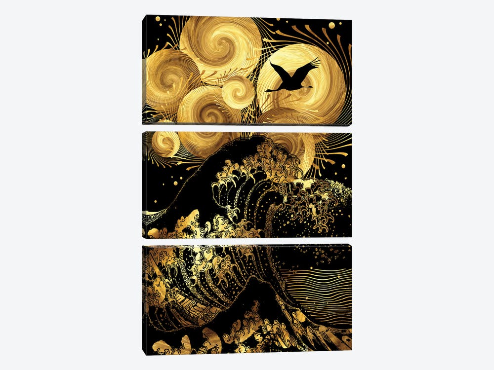 Wavy Starry Night by Daphne Horev 3-piece Canvas Art Print