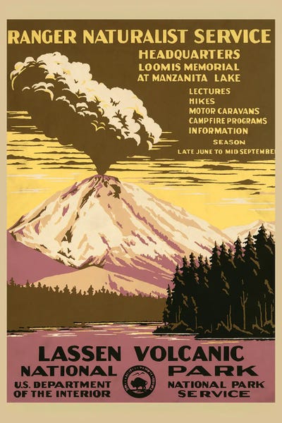 Lassen Volcanic National Park, ca. 1938 by C. Don Powell metal wall art