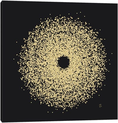 Dotted Circle XI - Gold On Black Canvas Art Print - Meditative & Methodical Abstracts