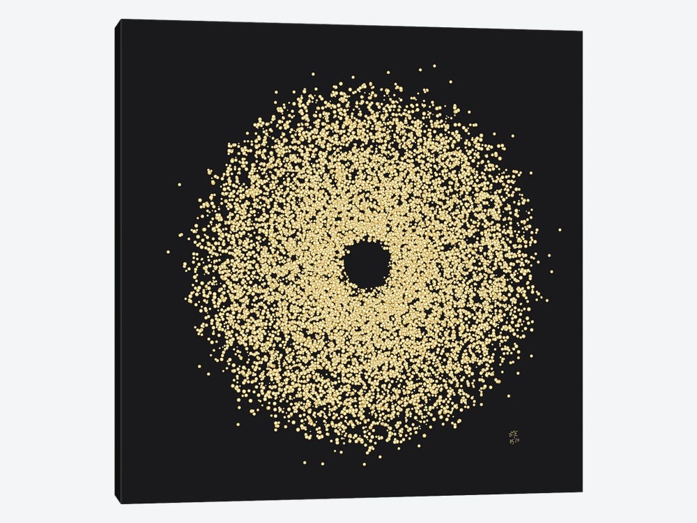Dotted Circle XI - Gold On Black by Daphné Essiet 1-piece Canvas Art