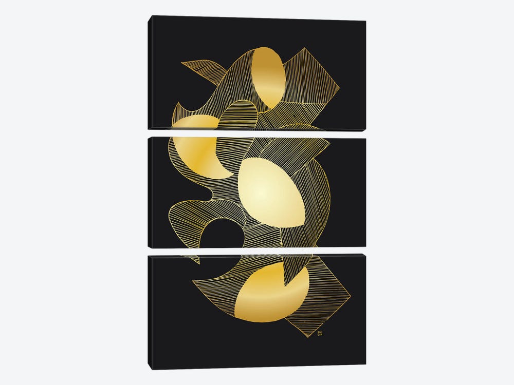 Elated Strokes 611 by Daphné Essiet 3-piece Canvas Wall Art
