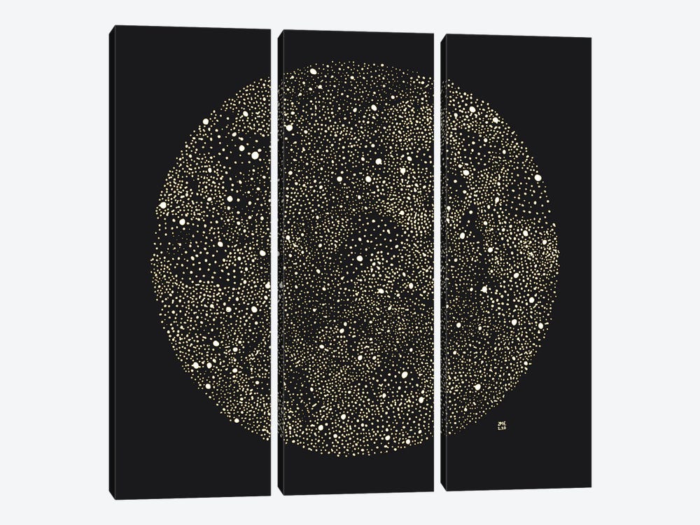 Golden Dotted Moon by Daphné Essiet 3-piece Canvas Art Print