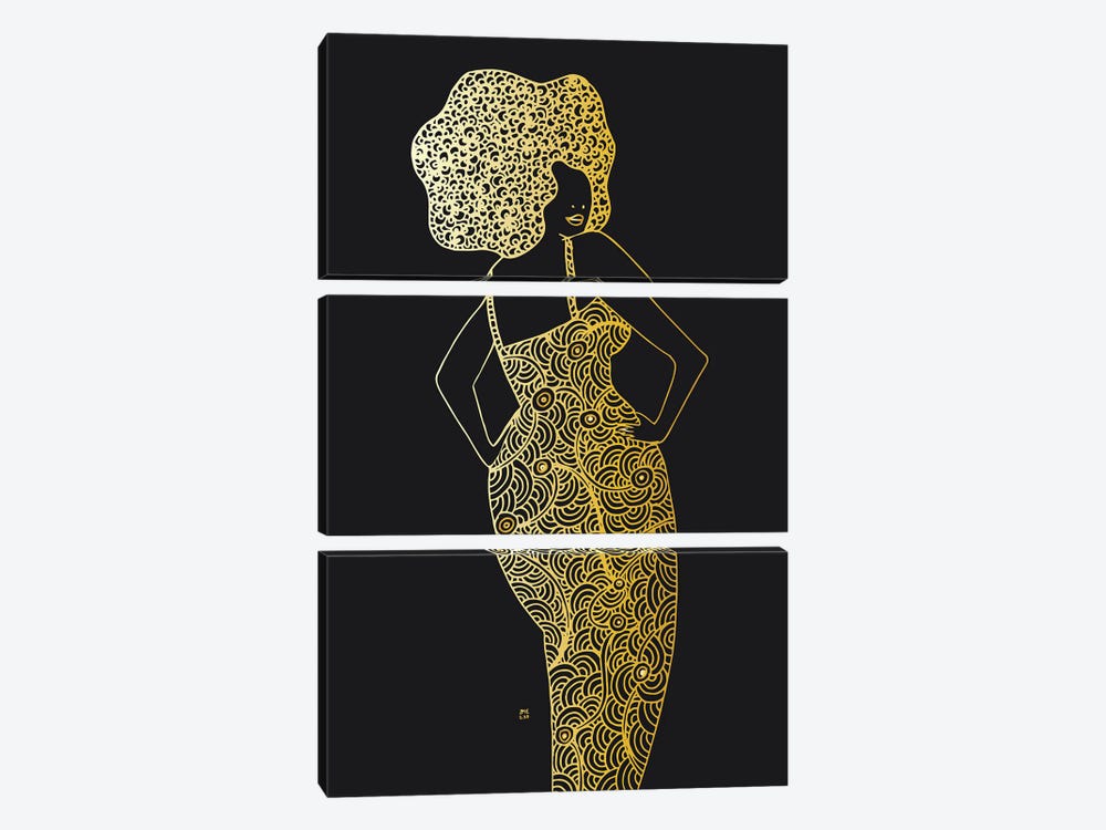 Lady Looking Back by Daphné Essiet 3-piece Canvas Print