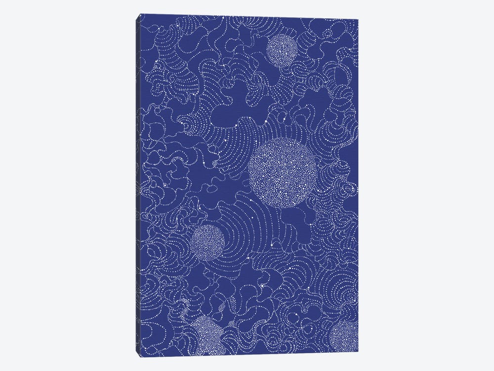 Galaxy In White On Blue by Daphné Essiet 1-piece Canvas Wall Art