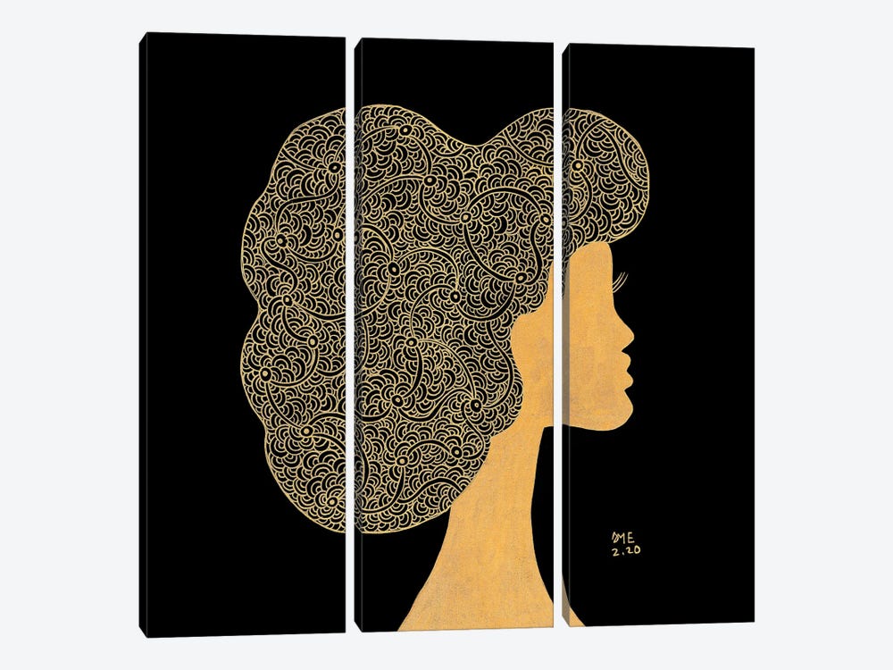 Lovely Curls by Daphné Essiet 3-piece Canvas Print