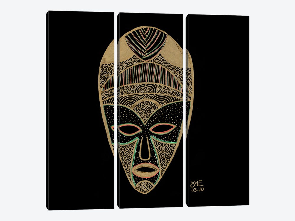 African Mask by Daphné Essiet 3-piece Canvas Art Print