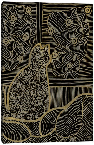 Here's A Cat Looking At Clouds II Canvas Art Print - Artists Like Klimt