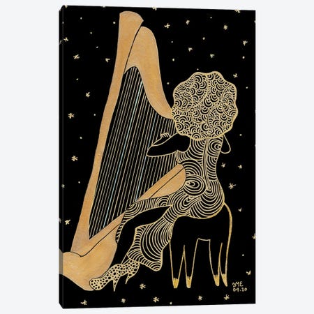 The Harpist Canvas Print #DPN85} by Daphné Essiet Art Print