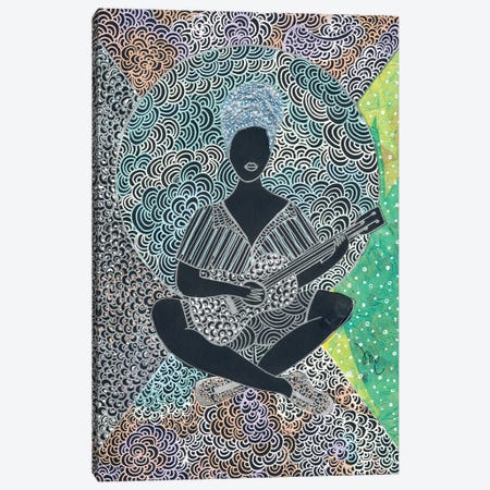 A Girl With A Ukulele Canvas Print #DPN94} by Daphné Essiet Canvas Art