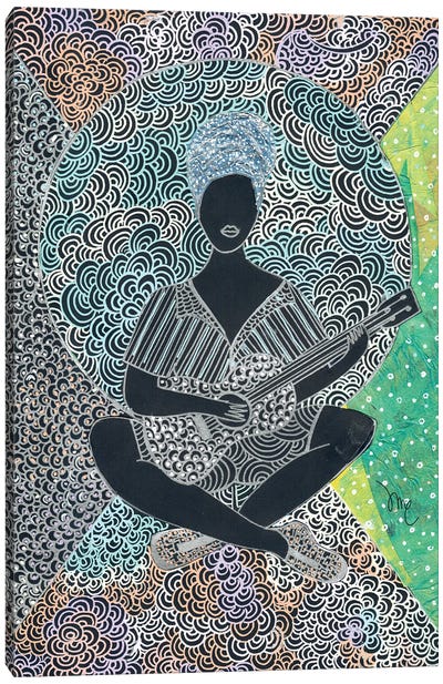 A Girl With A Ukulele Canvas Art Print - Daphné Essiet