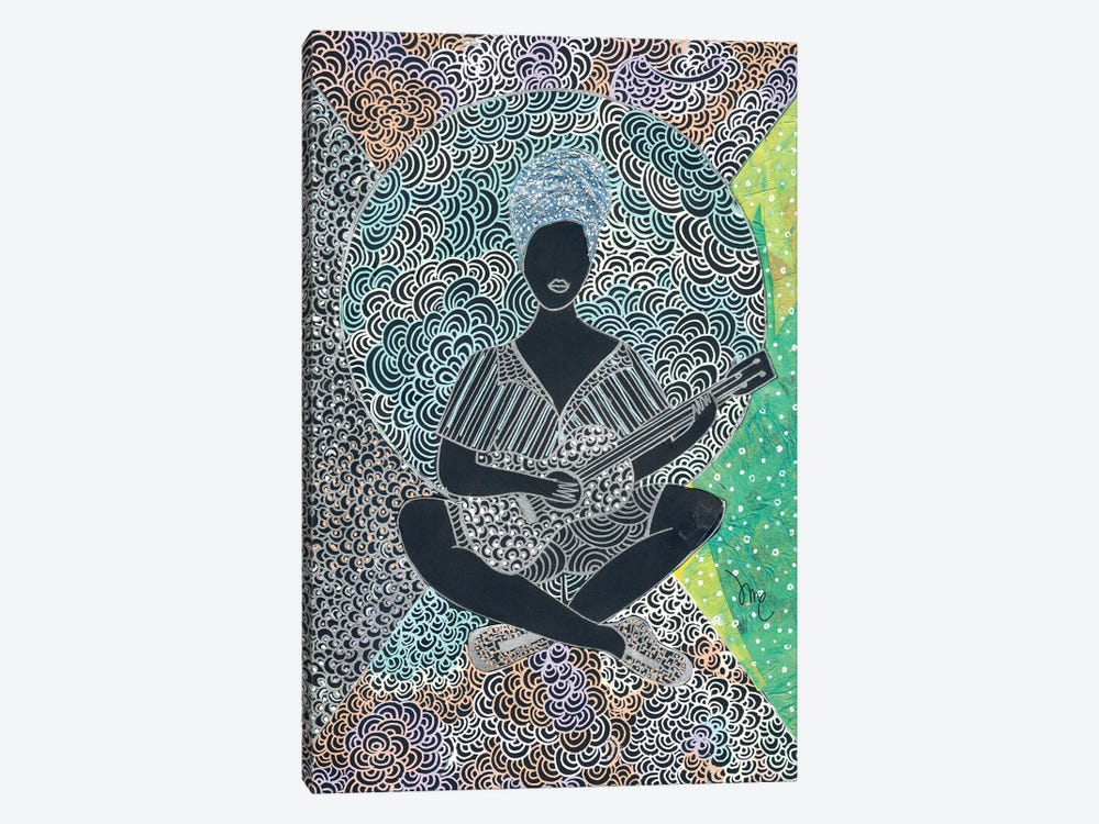 A Girl With A Ukulele by Daphné Essiet 1-piece Canvas Art Print