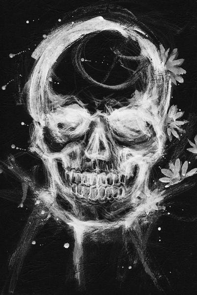 Black & White Drawings & Illustrations: White Skull by Doriana Popa
