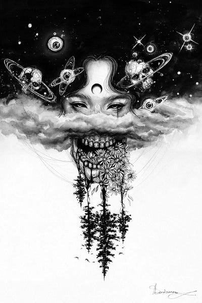 Black & White Florals: Celestial by Doriana Popa