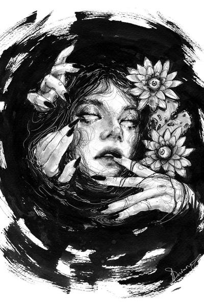 Black & White Drawings & Illustrations: In The Dark Sea by Doriana Popa