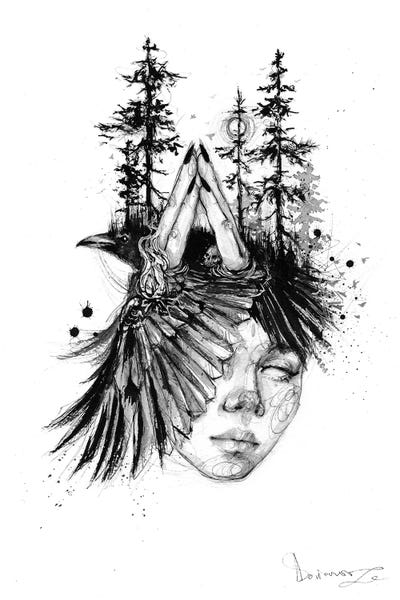 Black & White Florals: Camping by Doriana Popa