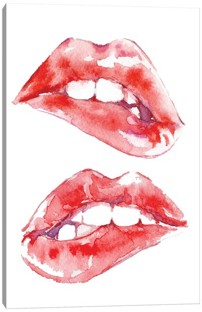 Biting Lips Canvas Art Print - Doriana Popa