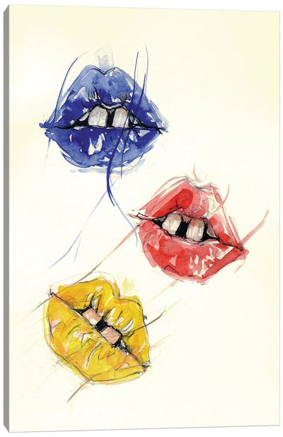 3 Lips Canvas Art Print - Doriana Popa