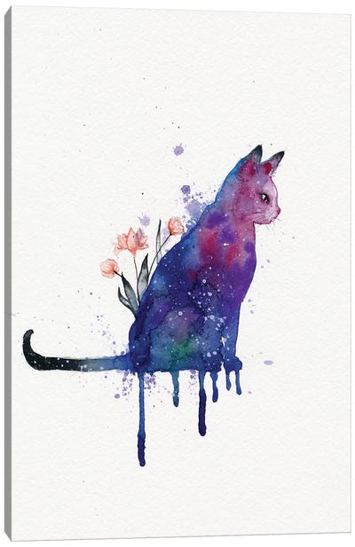 Cat Galaxy Canvas Art Print - Glitch Effect