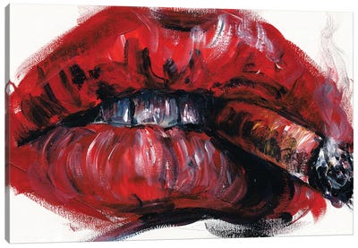 Cigarettes and Wine Canvas Art Print - Lips Art