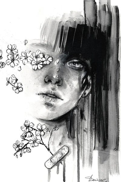Black & White Florals: Flowing by Doriana Popa