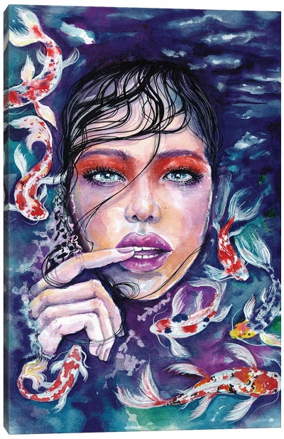 Koi Girl Canvas Art Print - Doriana Popa