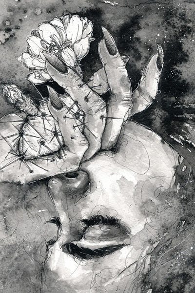 Black & White Florals: Prickly by Doriana Popa