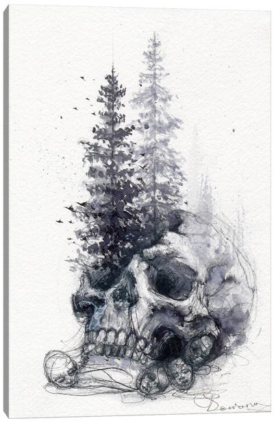Skull and Trees Canvas Art Print - Doriana Popa