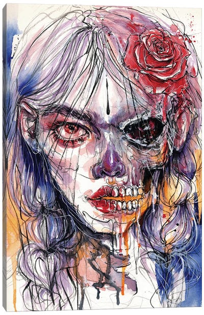 Skull Girl - Reborn Canvas Art Print - Doriana Popa