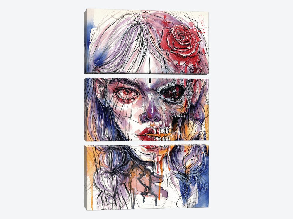 Skull Girl - Reborn by Doriana Popa 3-piece Canvas Wall Art