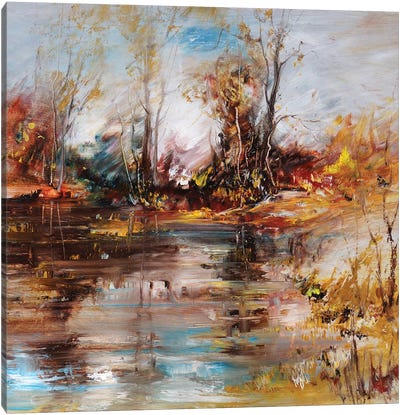Landscape On The Lake Shore Canvas Art Print