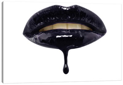 Black Lip-Gloss Lips Canvas Art Print - Lips Art