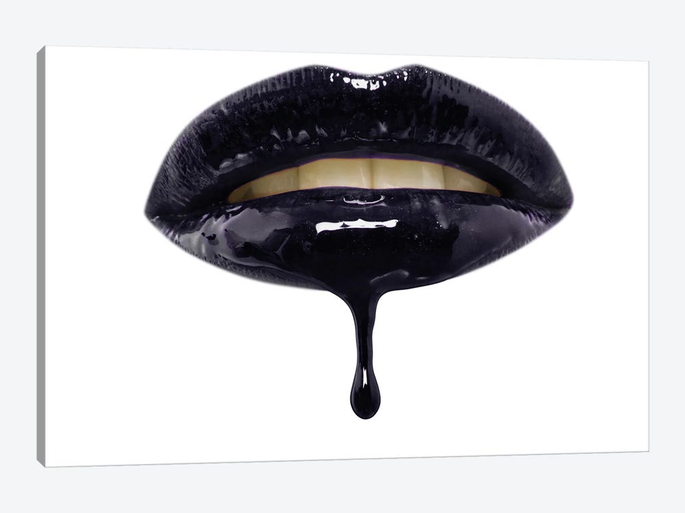 Black Lip-Gloss Lips by londondeposit 1-piece Canvas Print