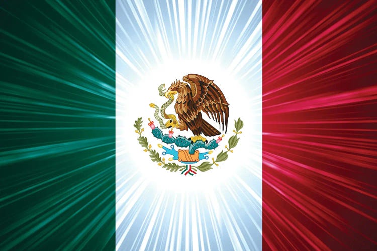 Mexican Flag With Light Rays