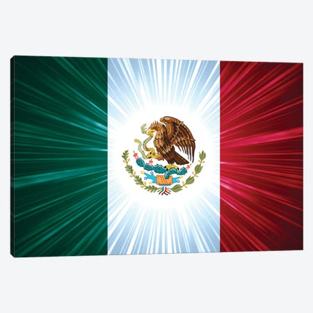 Mexican Flag With Light Rays Canvas Print #DPT114} by marinini Canvas Artwork