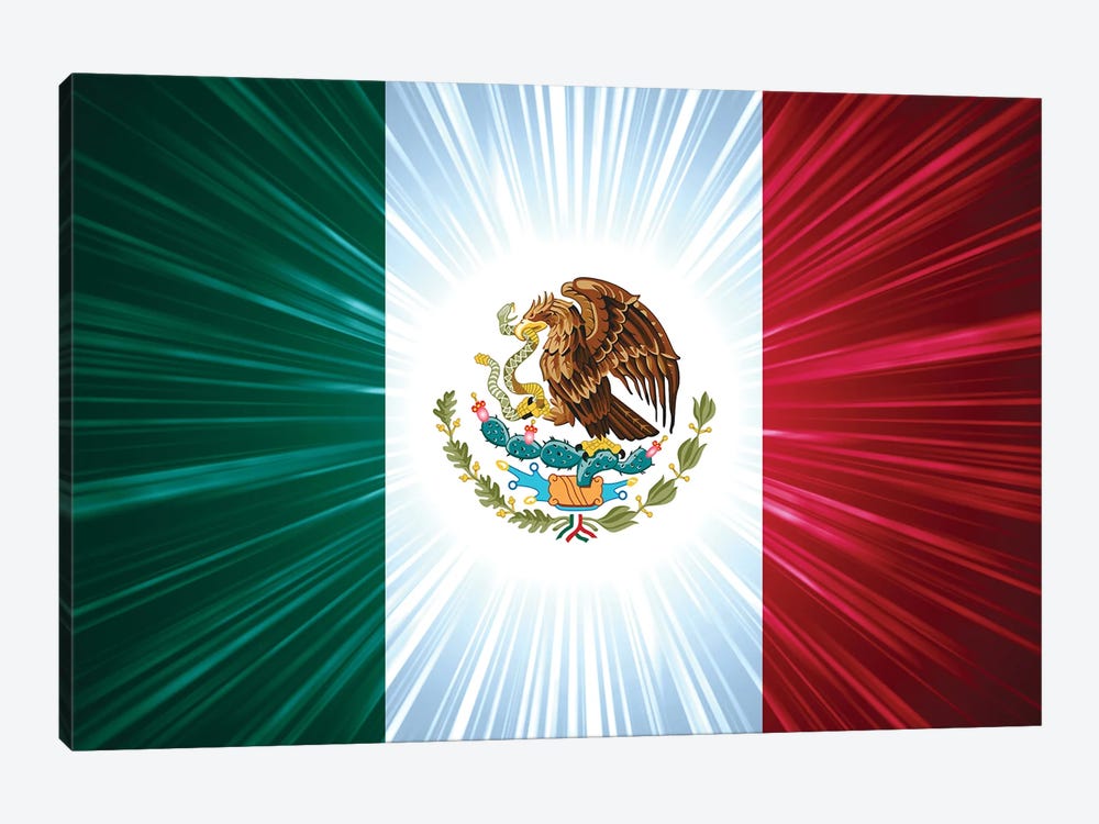 Mexican Flag With Light Rays by marinini 1-piece Canvas Print