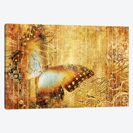 Golden Colors With Butterfly Canvas Print #DPT119} by Maugli Canvas Art Print