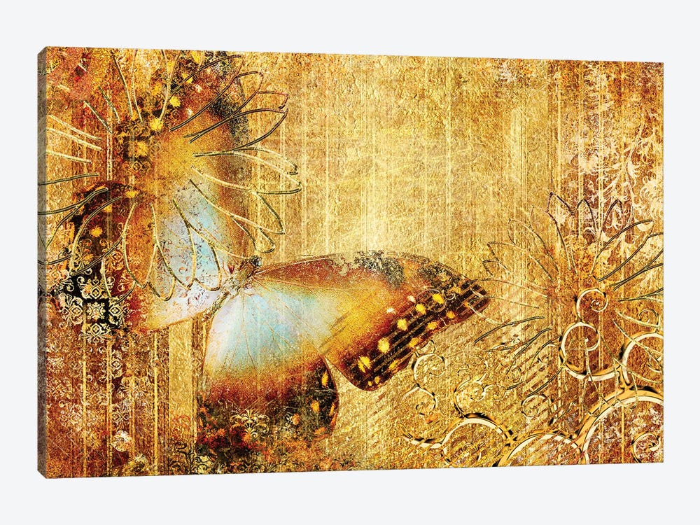 Golden Colors With Butterfly by Maugli 1-piece Canvas Art