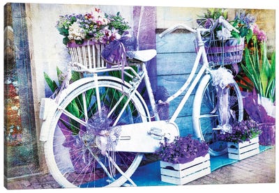 Vintage Floral Bike Canvas Art Print - Depositphotos