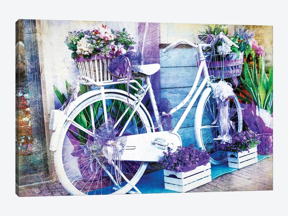 Vintage Floral Bike by Maugli 1-piece Canvas Art