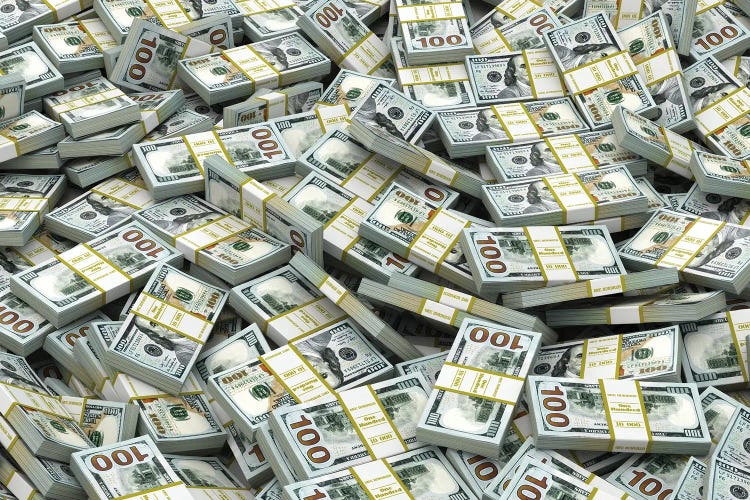 Packs Of Dollars Background. Lots Of Cash Money.