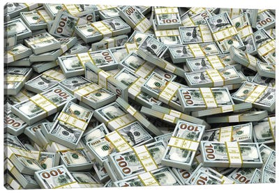Packs Of Dollars Background. Lots Of Cash Money. Canvas Art Print - Money Collection