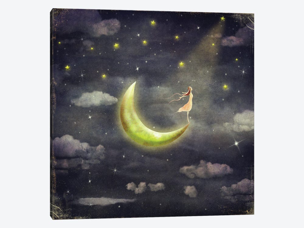 The Girl Who Admires The Star Sky by natamc 1-piece Canvas Print
