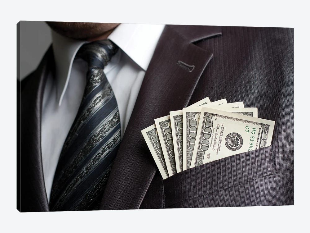 Businessman With Money In Suit Pocket by Nomadsoul1 1-piece Art Print