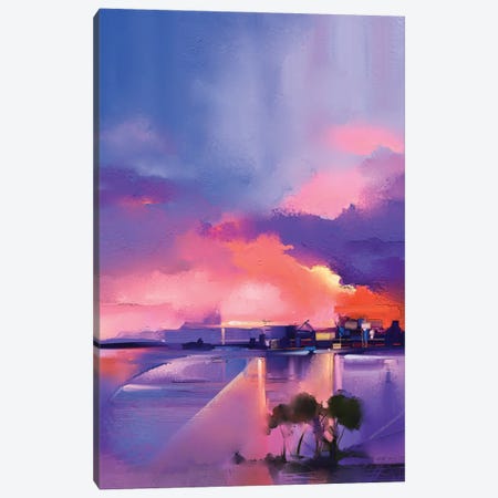 Twilight, Sunset, Colorful Orange And Purple Sky Canvas Print #DPT147} by Nongkran ch Art Print