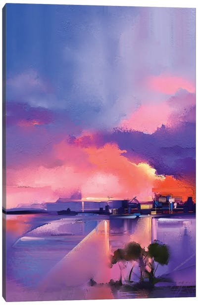Twilight, Sunset, Colorful Orange And Purple Sky Canvas Art Print