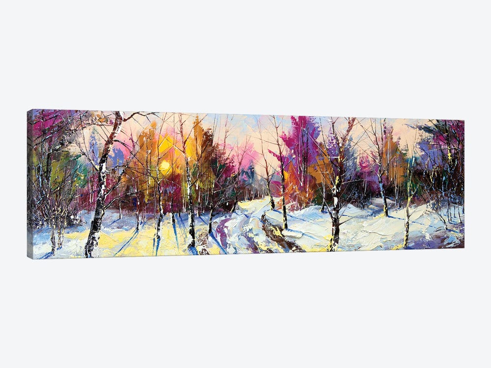 Sunset In Winter Wood by balaikin 1-piece Canvas Art