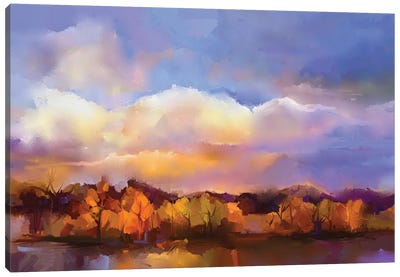 Colorful Yellow, Purple Sky Canvas Art Print