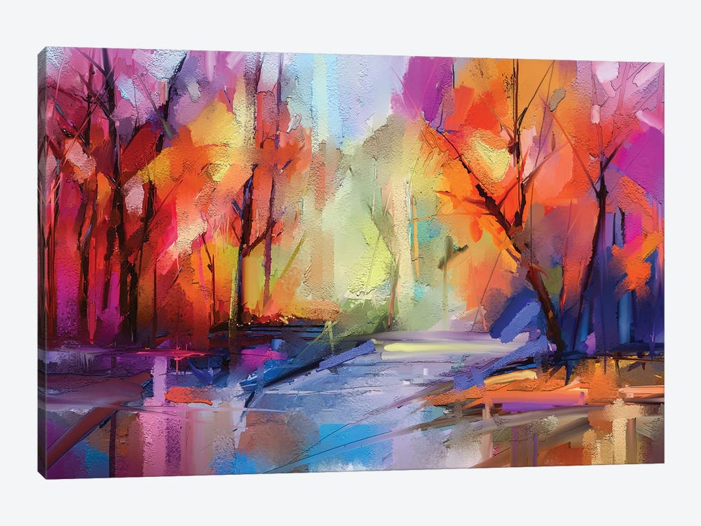 Colorful Autumn Trees I by Nongkran ch 1-piece Canvas Art
