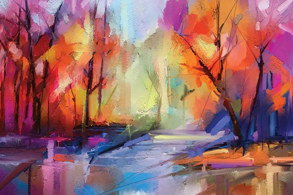 Black: Colorful Autumn Trees I by Nongkran ch